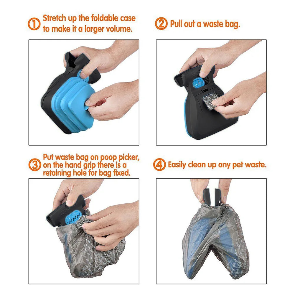 Cane Pet Viaggio Pieghevole Pooper Scooper Con 1 Rotolo Sacchetti Scomponibili