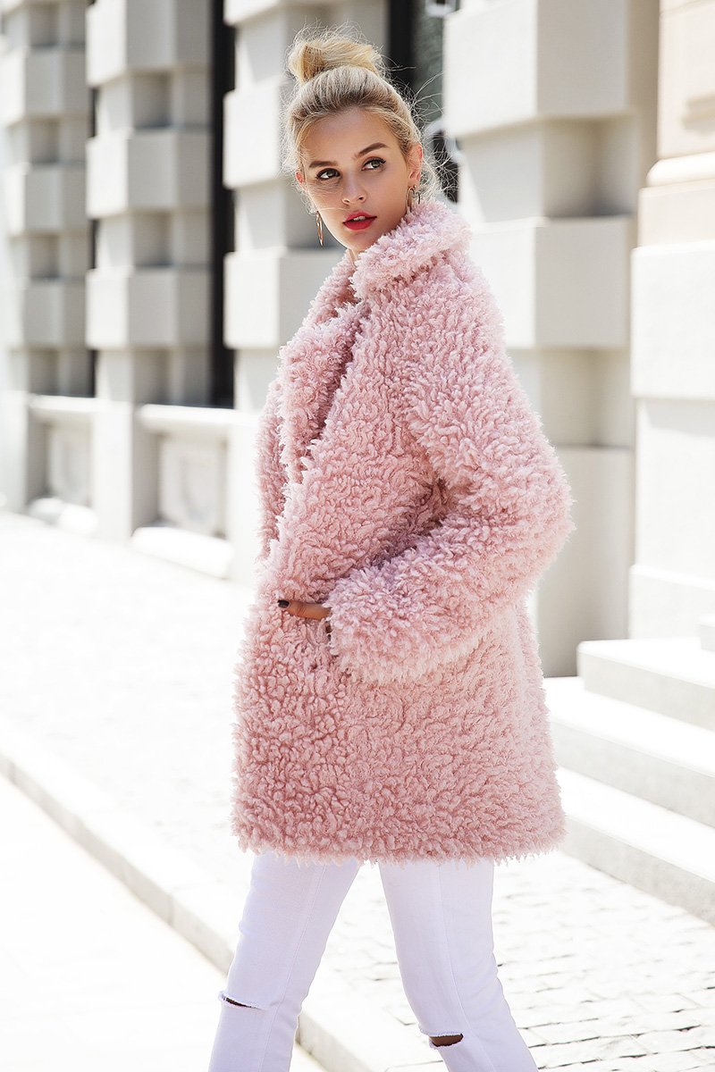 cappotto lungo in pelliccia sintetica